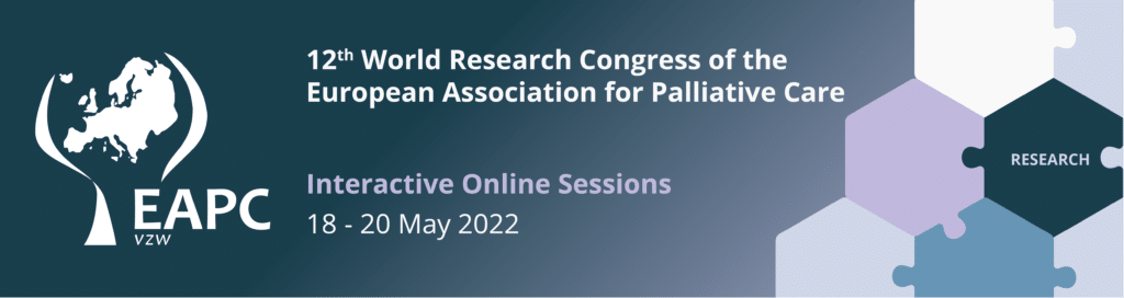 banner that says 12th world research congress of the EAPC, interactive online sessions 18 - 20 May 2022